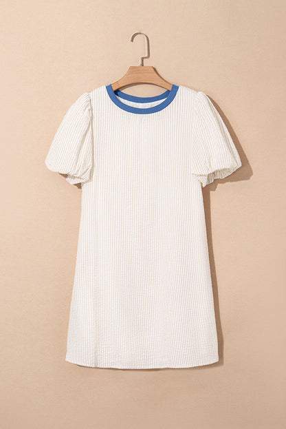 Stripe Contrast Seersucker T-Shirt Dress