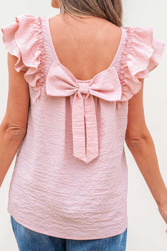 PB Bow Tie Ruffle Sleeve Top