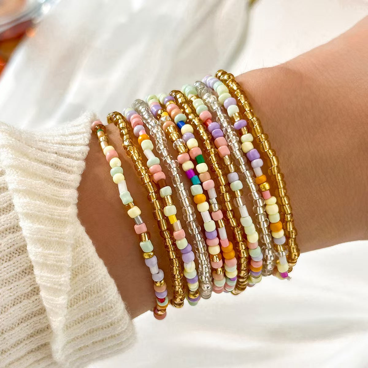 Colorful Beaded Bracelet Stack