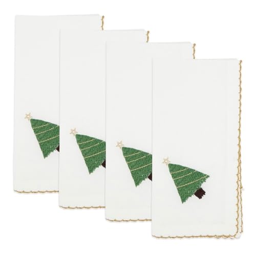 Embroidered Wreath Cloth Napkins — Set of 4