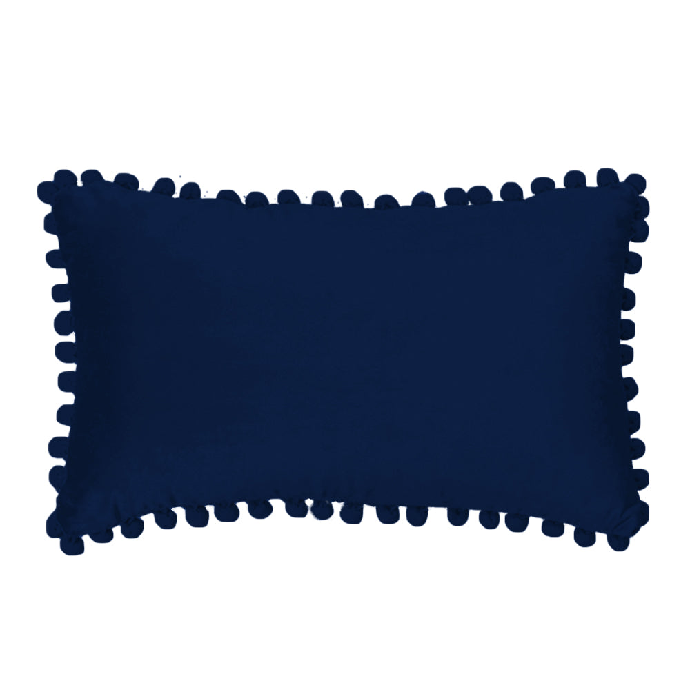 Velvet Pom-Pom Lumbar Throw Pillow with Insert, 12''x20''