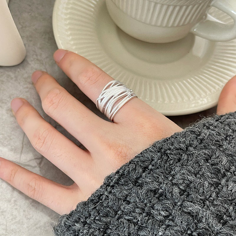 Sculpted Multi-Band Statement Ring