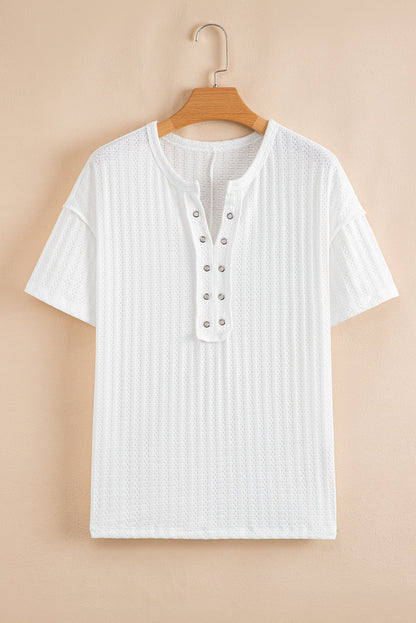 Textured Grommet Short Sleeve Top