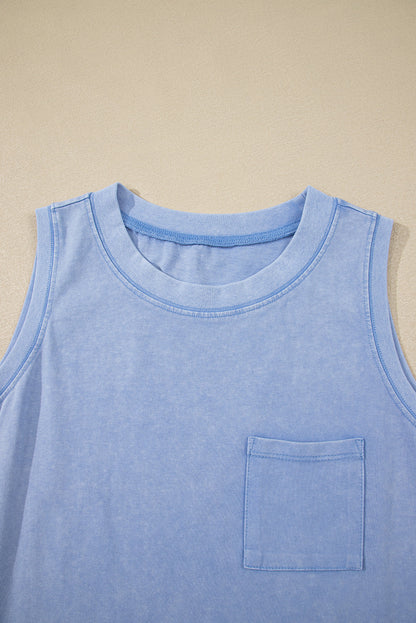 Mineral Wash Chest Pocket Tank Top