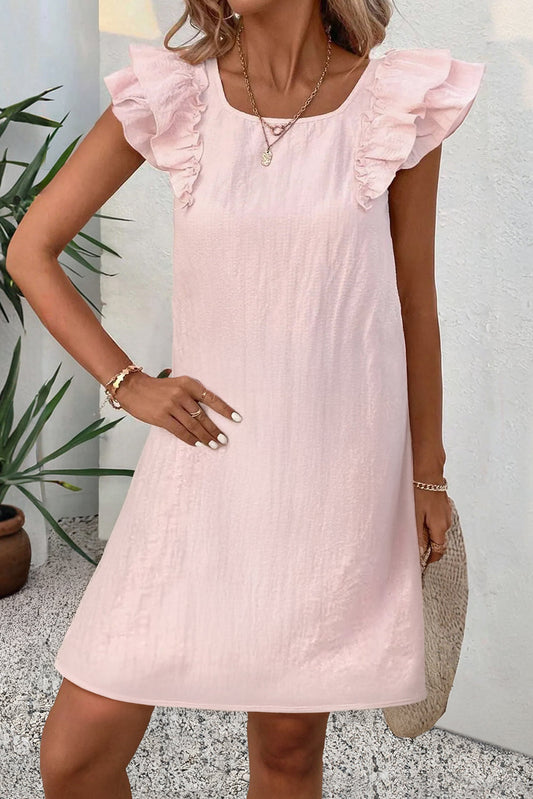 Bow Back Flutter Sleeve Mini Dress