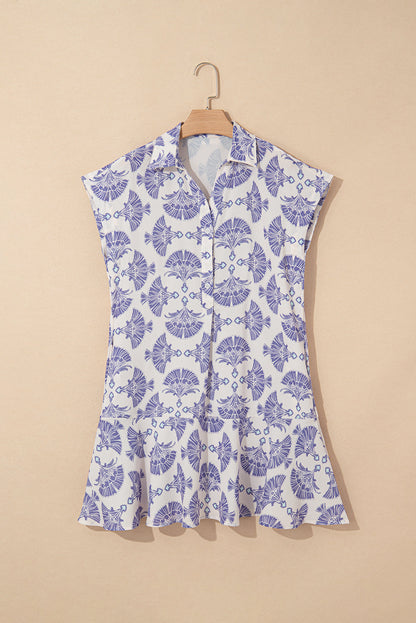 Boho Half Button Collared Mini Dress