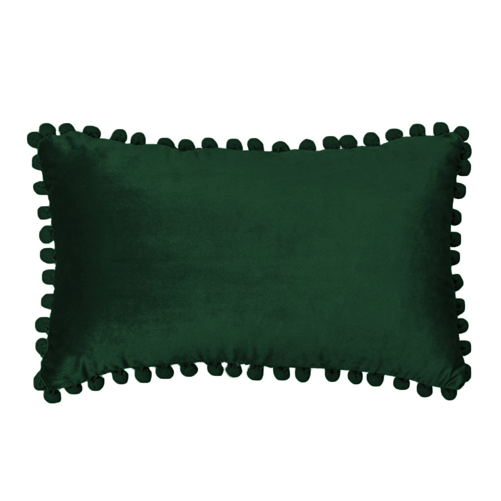 Velvet Pom-Pom Lumbar Throw Pillow with Insert, 12''x20''