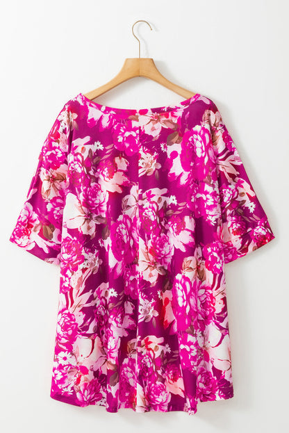 Plus Size Floral 3/4 Sleeve Blouse