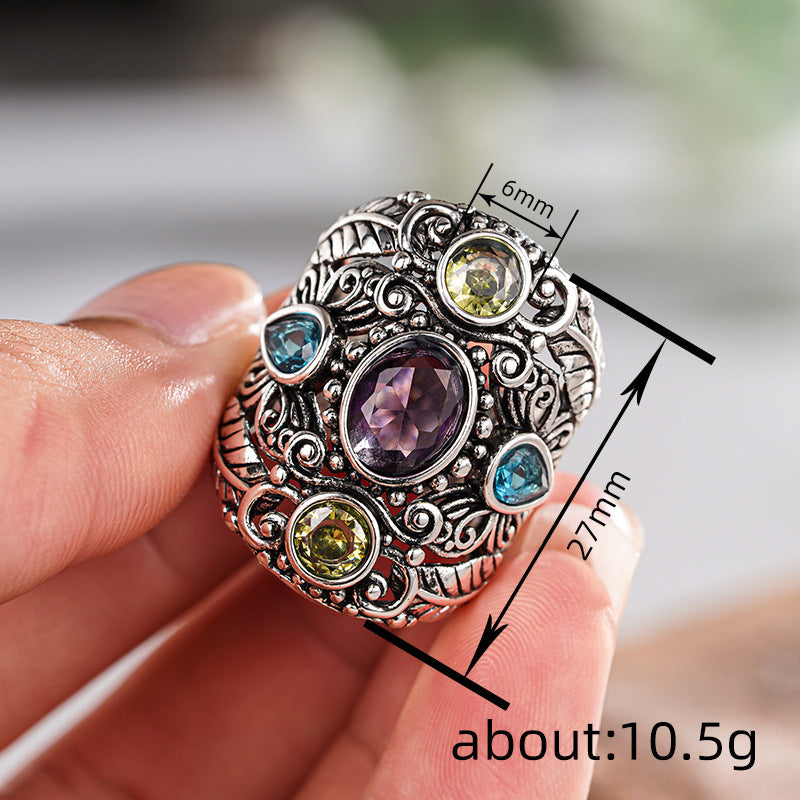 Vintage Amethyst-Inspired Filigree Ring