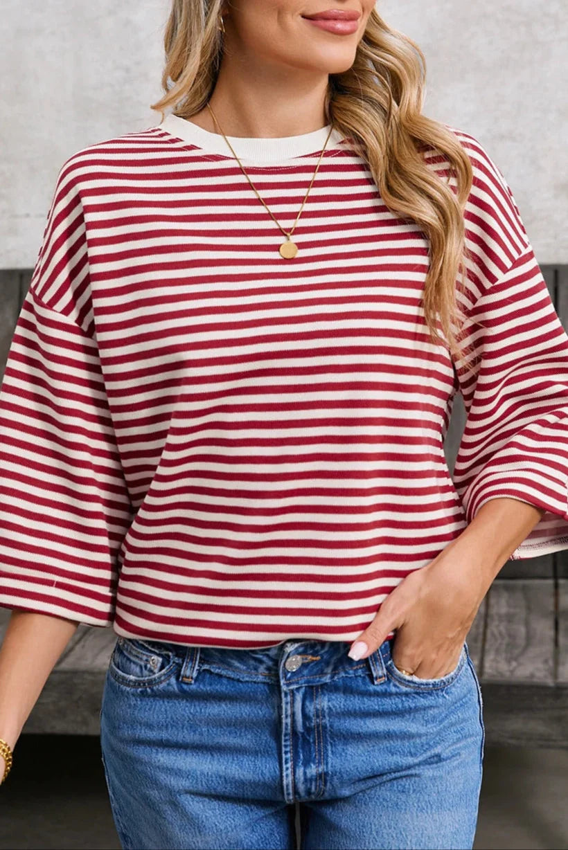 Stripe Bow Back Cutout Tee