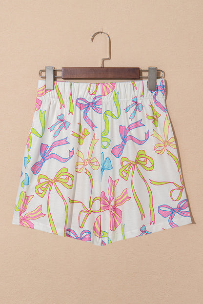 Bow Elastic Waist Pocketed Shorts