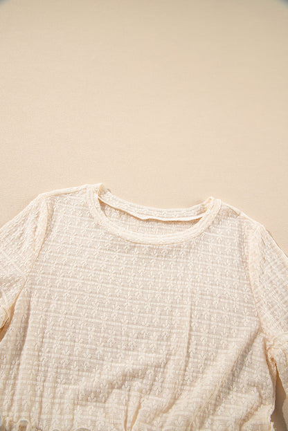 Textured Sheer Ruffle Sleeve Blouse