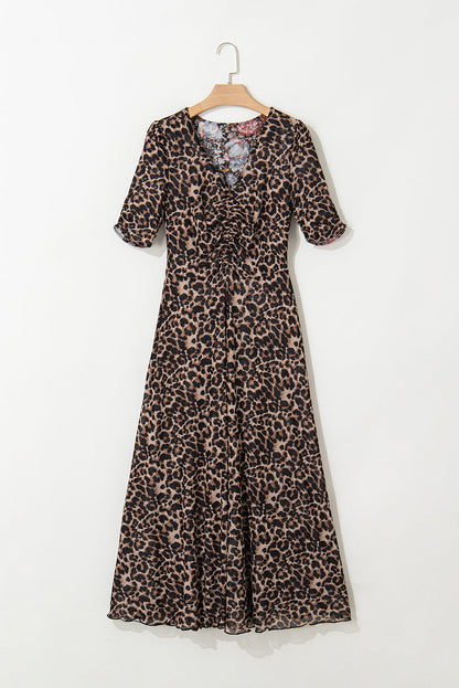 Leopard Floral Mesh Reversible Dress