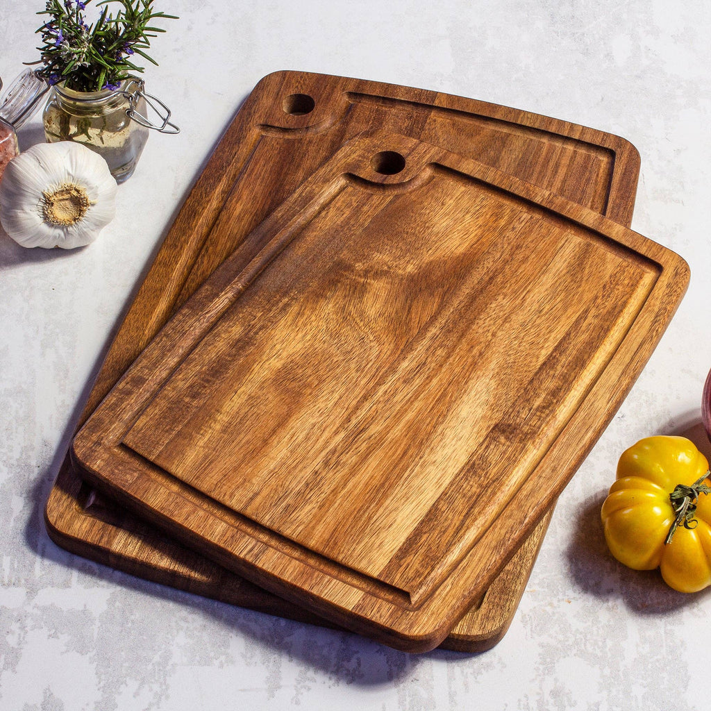 2-Piece Acacia Wood Cutting Board Set