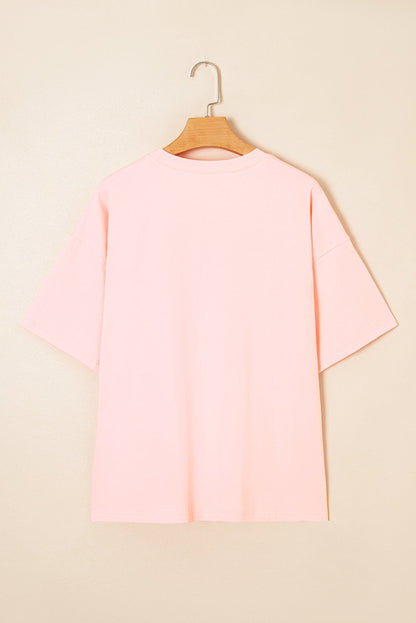 Plus Size Star Eyelet Knit Patchwork T-Shirt