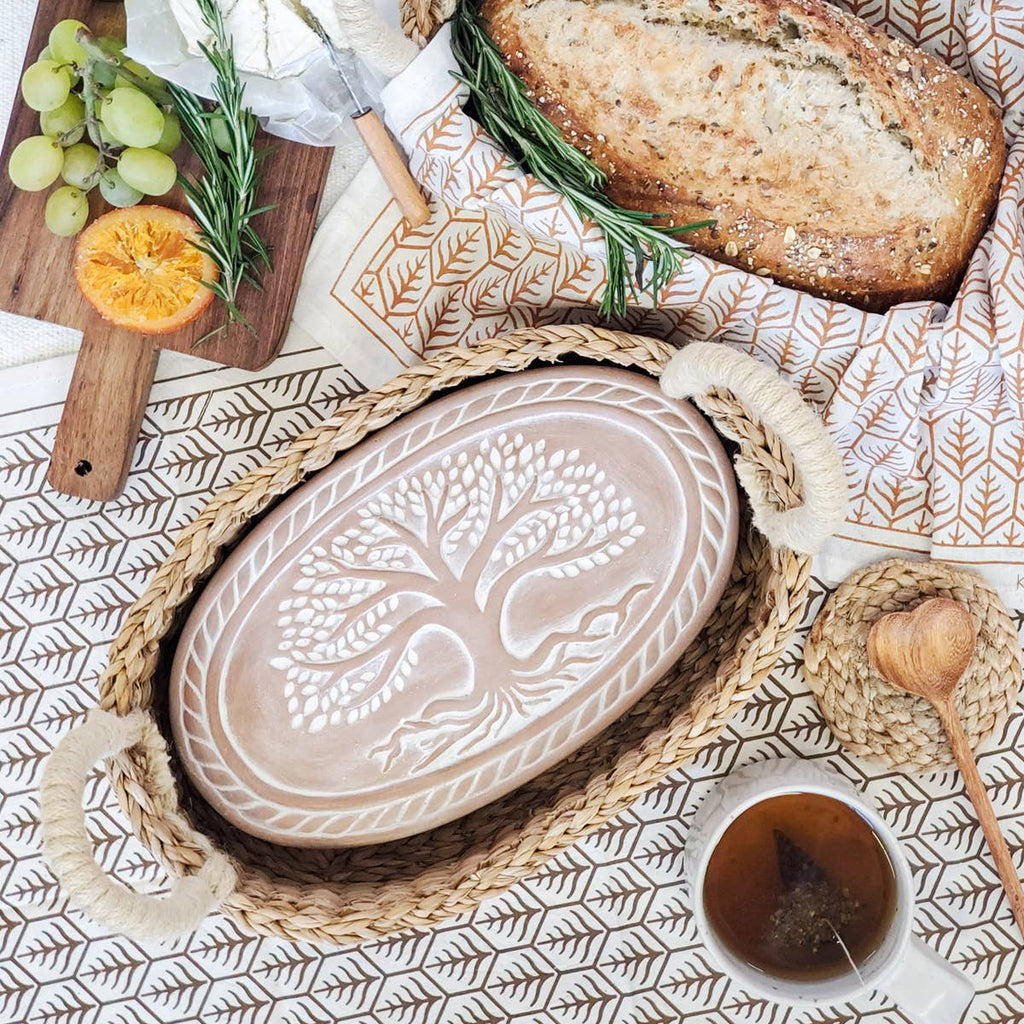 Tree Handmade Bread Warmer & Wicker Basket