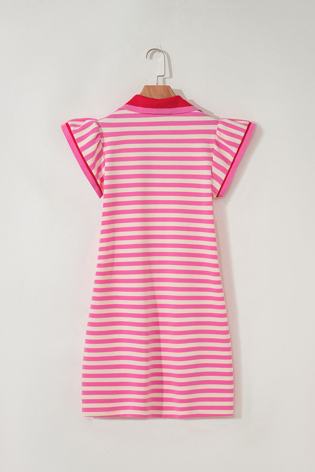 Stripe Contrast Collared V-Neck Dress