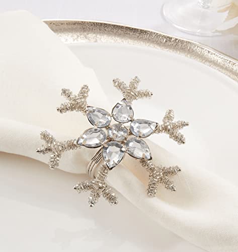 Beaded Snowflake Napkin Rings — Set of 4