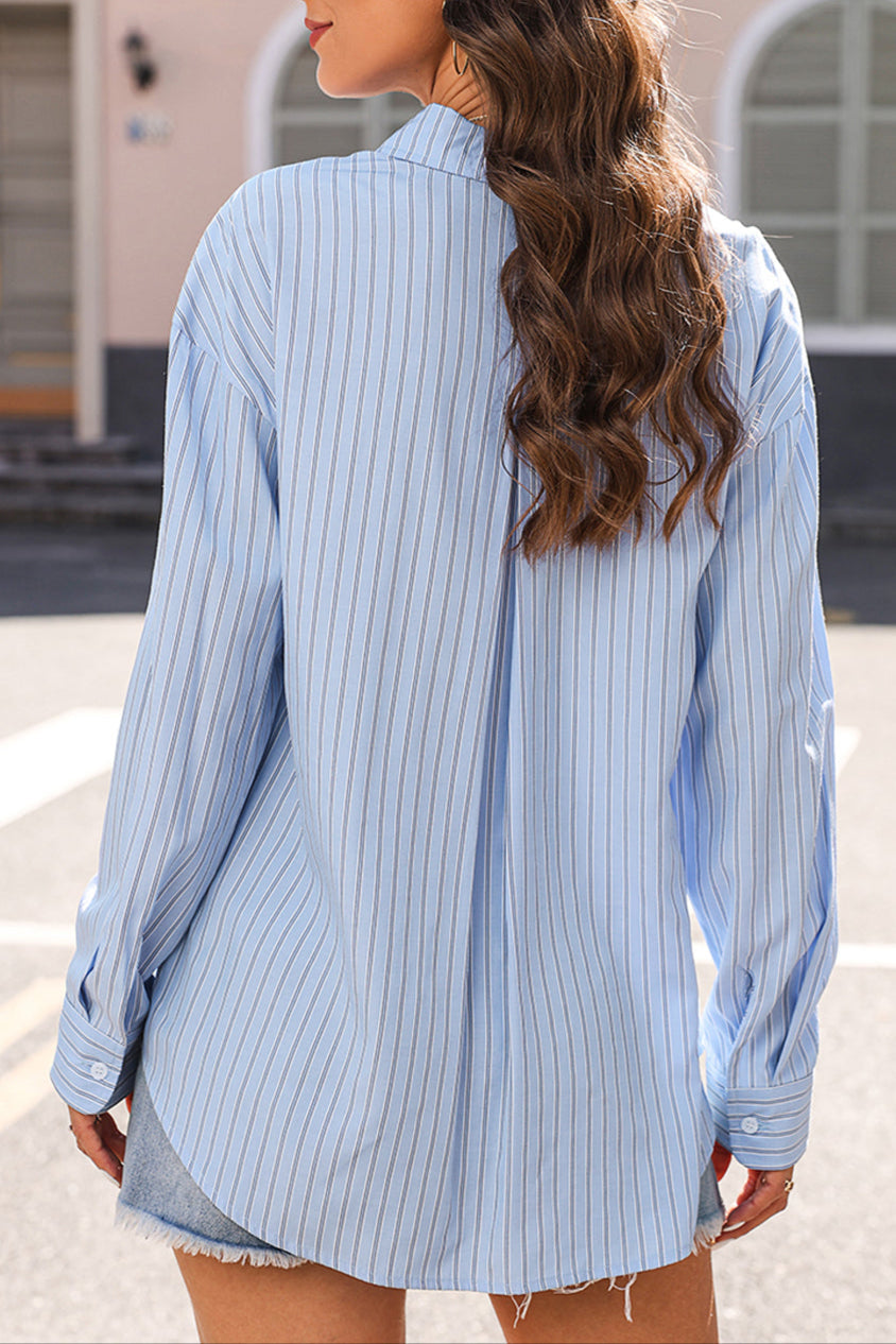 Stripe Long Sleeve Buttoned Shirt