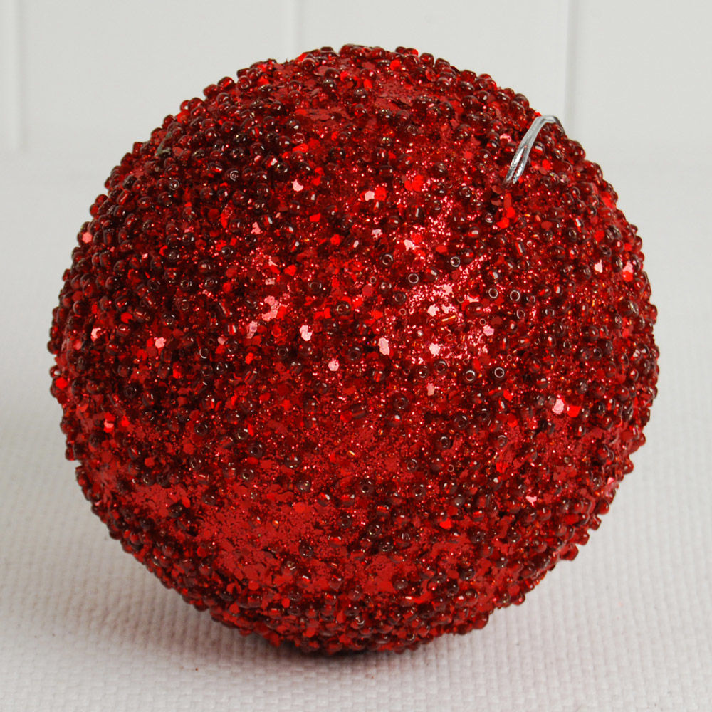 6" jewel ball ornament, red