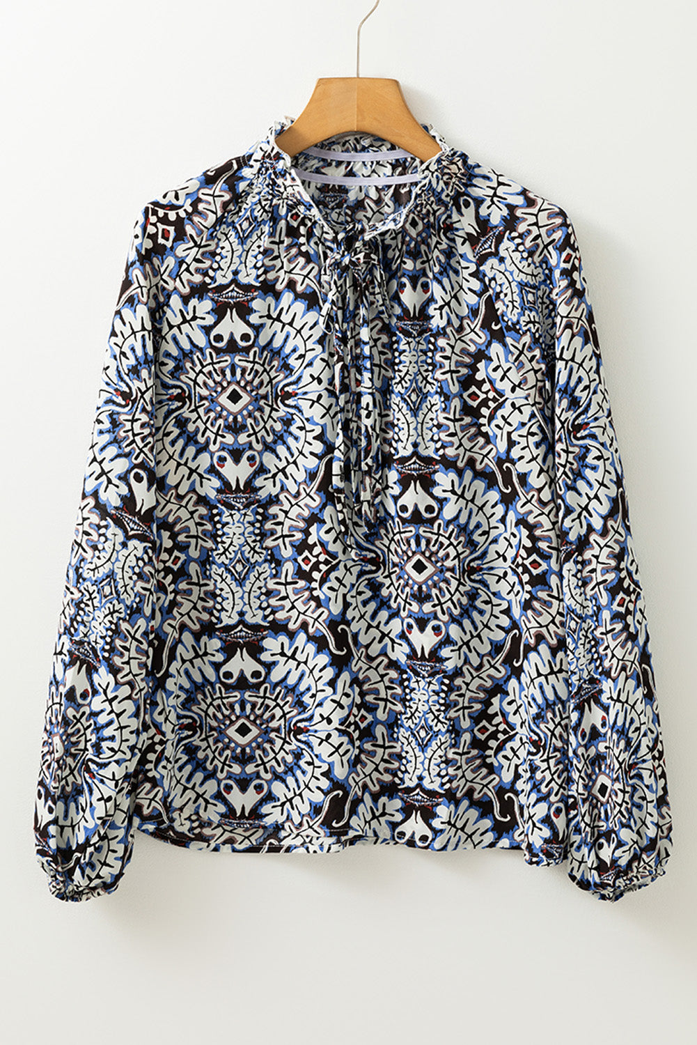 Boho Frilled Tied Neck Blouse