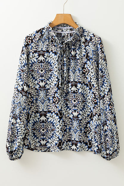 Boho Frilled Tied Neck Blouse