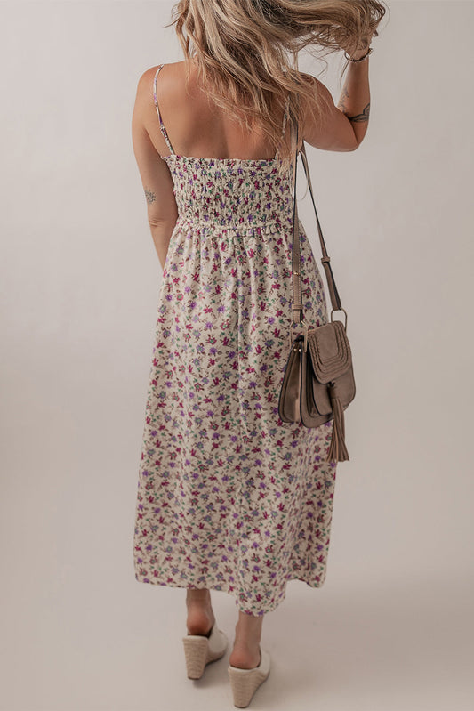 Boho Floral Smocked Maxi Sundress