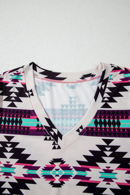 Western Aztec T-Shirt Maxi Dress