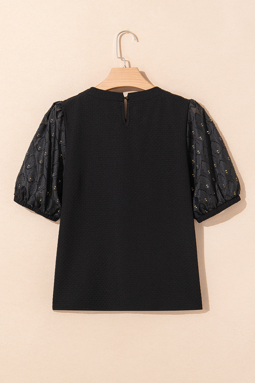 Feather Patchwork Bubble Sleeve Blouse