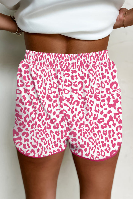 Leopard Contrast Trim Drawstring Shorts