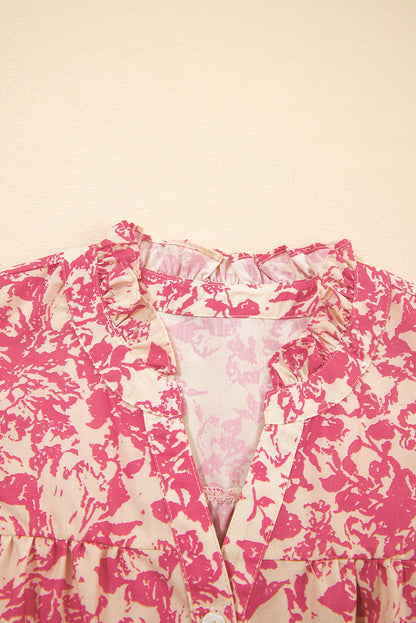 Boho Ruffle Sleeve Buttoned Blouse