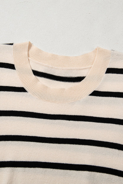 Stripe Ruched Bubble Sleeve Top