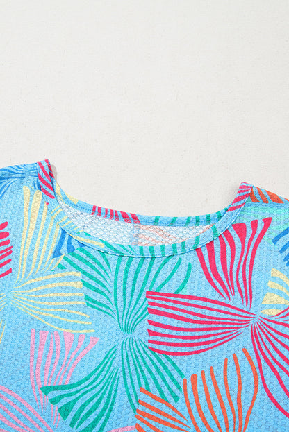 Bow Waffle Knit Crewneck Top