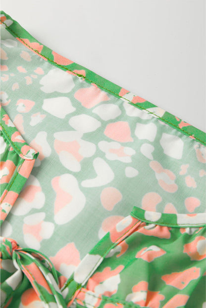 Abstract Leopard Tied Front Blouse