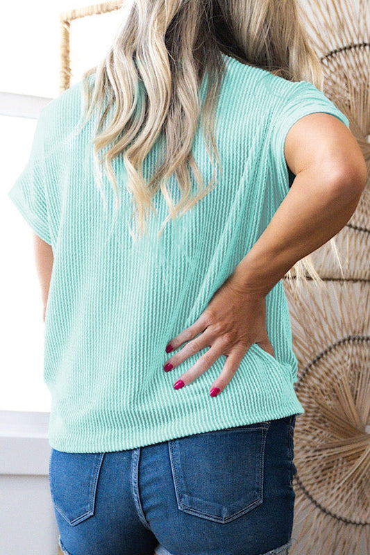 Plus Size Colorblock Corded Knit T-Shirt