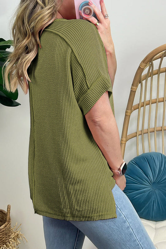 Corded Knit Short Sleeve T-Shirt