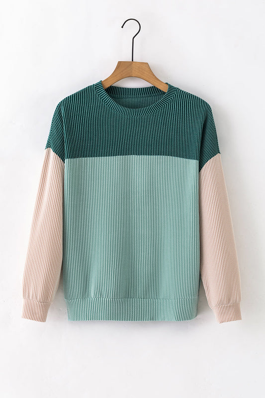 Colorblock Ribbed Long Sleeve Top