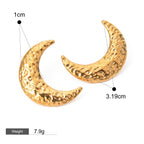 18K gold geometric oval/crescent-shaped earrings with simple and elegant design