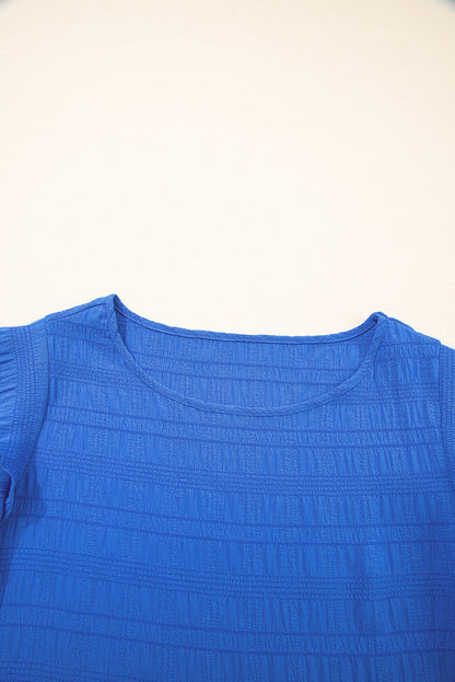Textured Ruffle Sleeve Top