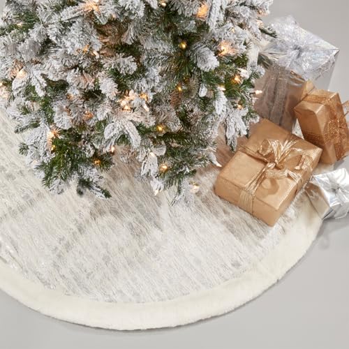 Metallic Faux Fur Christmas Tree Skirt — 60 in