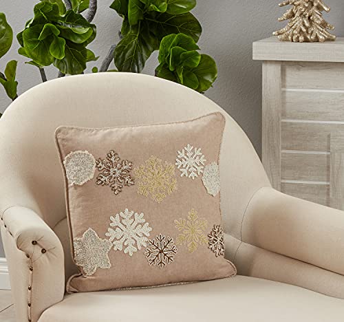 Beaded Snowflake Throw Pillow — 18 × 18 in