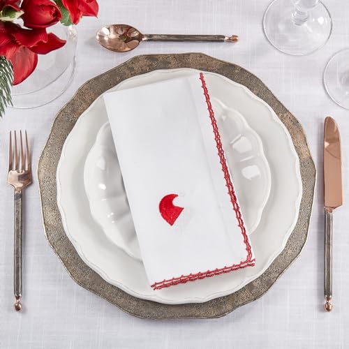 Embroidered Wreath Cloth Napkins — Set of 4