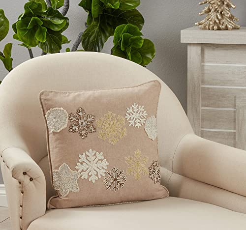 Beaded Snowflake Throw Pillow — 18 × 18 in