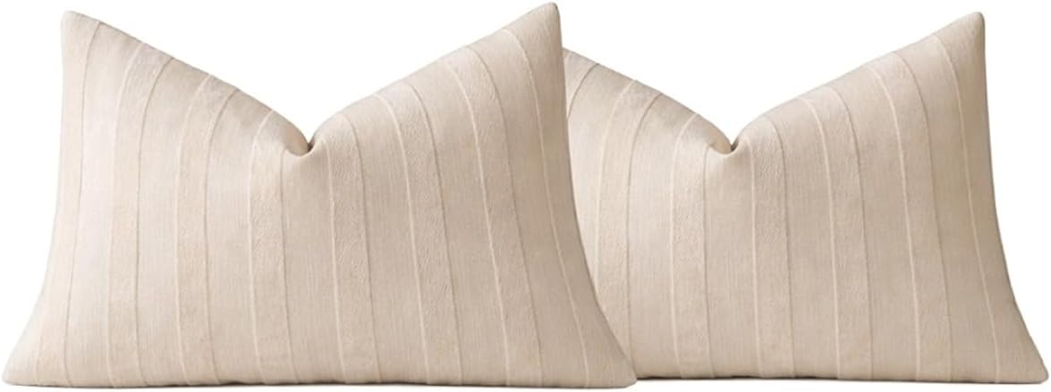 Textured Striped Throw Pillow Cover