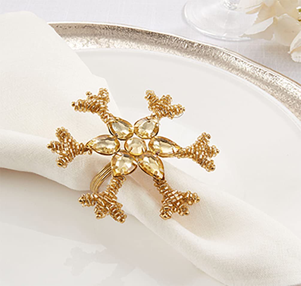 Beaded Snowflake Napkin Rings — Set of 4