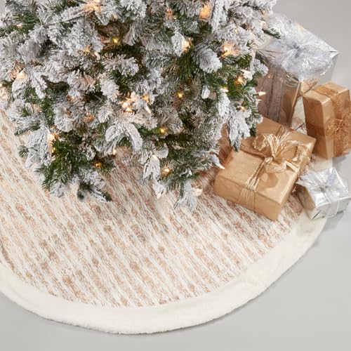 Metallic Faux Fur Christmas Tree Skirt — 60 in