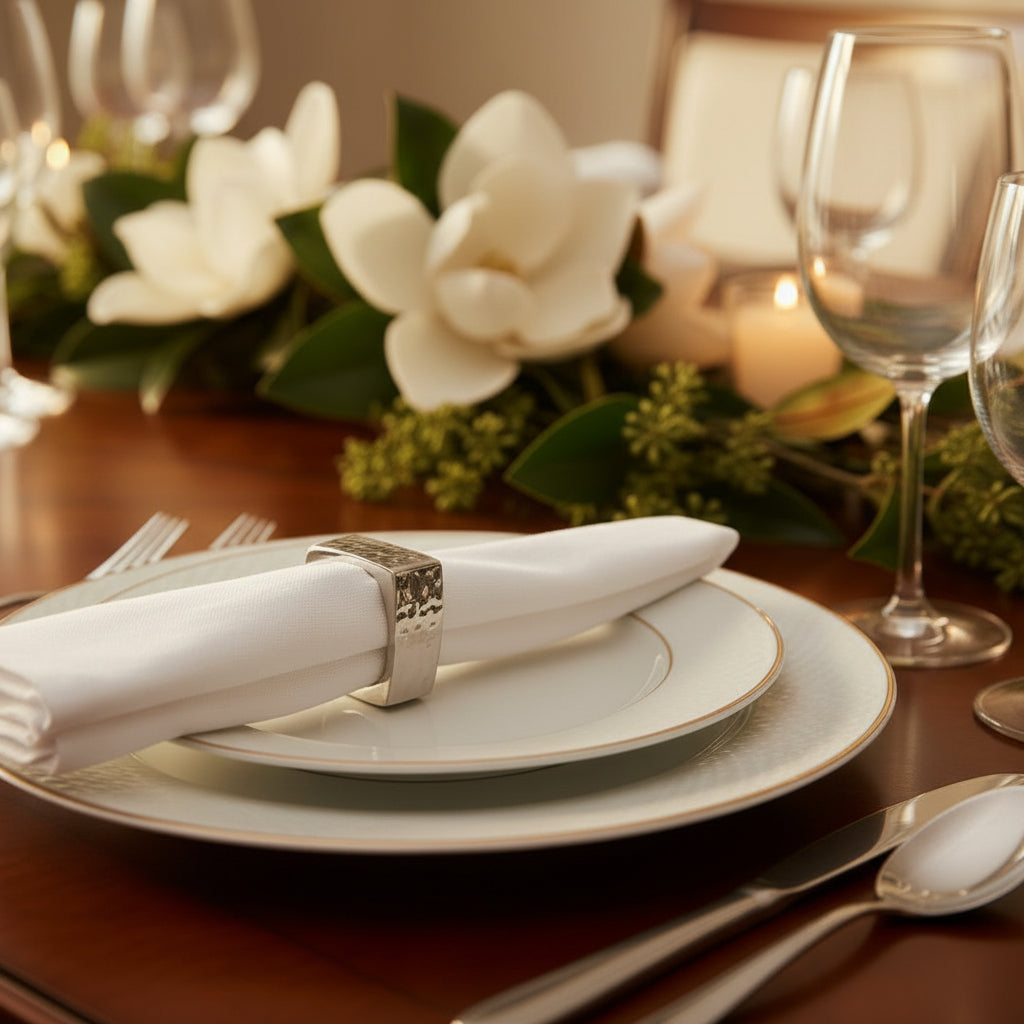 Hammered Silver Napkin Rings