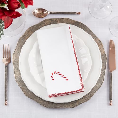 Embroidered Wreath Cloth Napkins — Set of 4