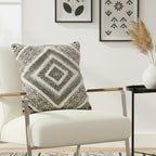 Embellished Diamond Block Print Pillow