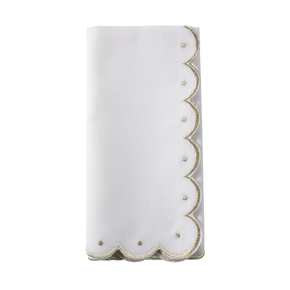 Embroidered Scalloped Cloth Napkins